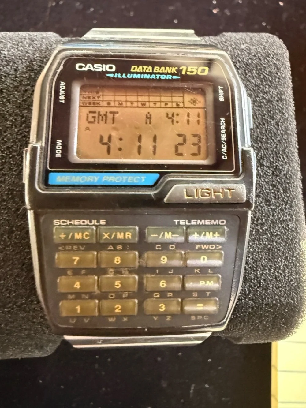 Casio Data Bank 150 Digital Calculator Watch in Black and Blue Accents - Picture 1 of 6